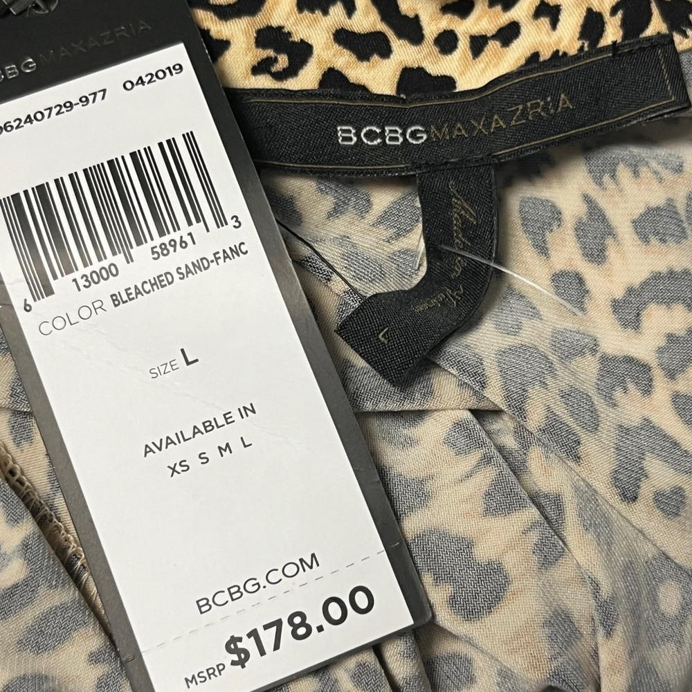 BCBG Max Azria Leopard 3/4 Sleeve Wrap Dress Size Large NWT - Picture 8 of 10